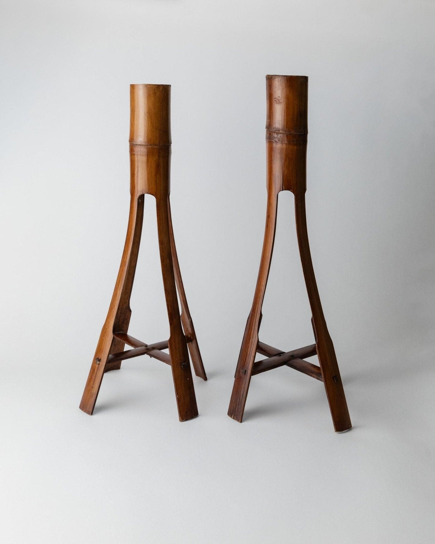 Bougeoir vintage en bambou style bohème Italie années 60 décoration de table