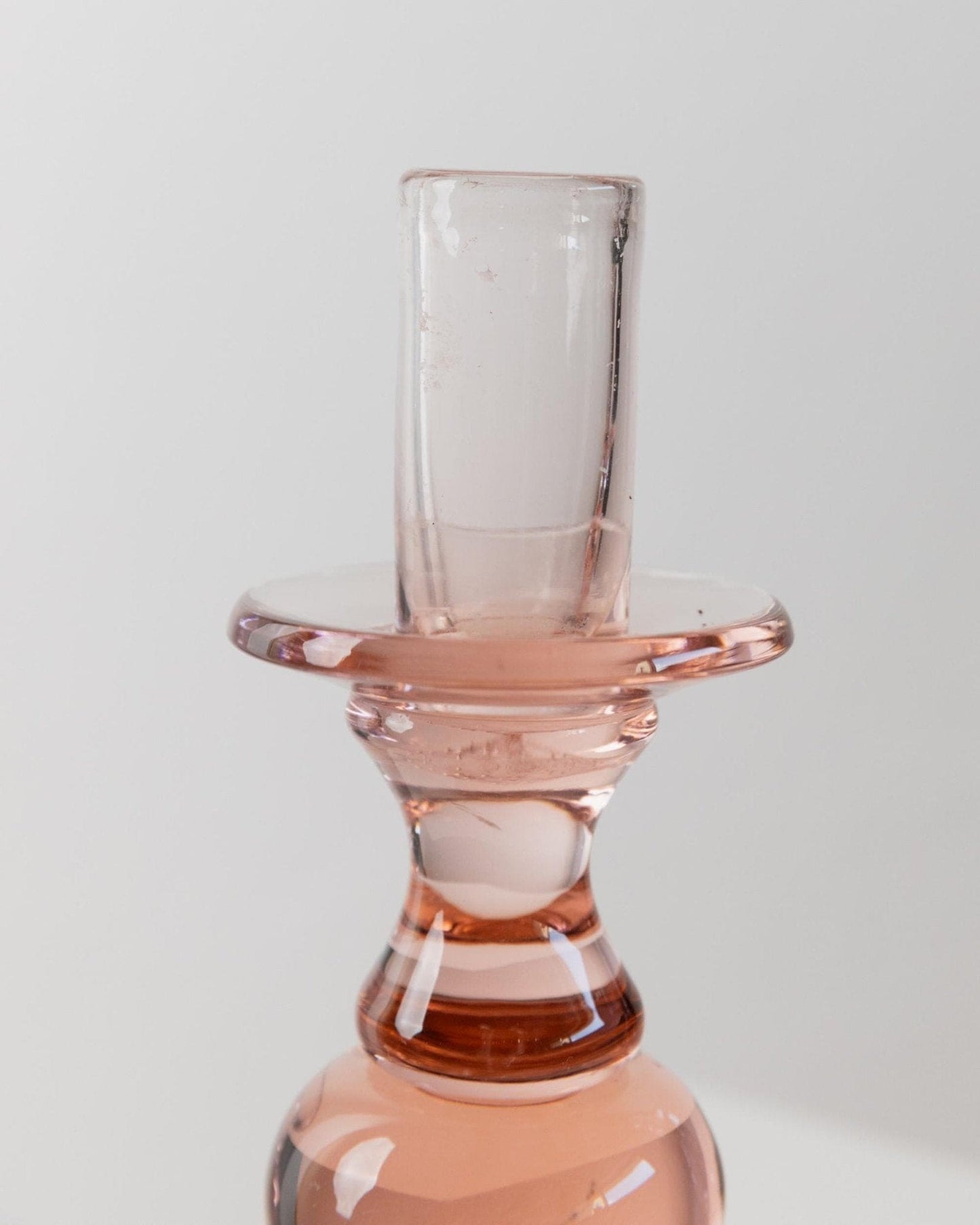 Vintage Kerzenhalter Glas Pfirsich Italien 1980er Retro Set von 2