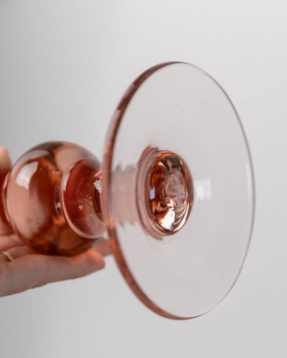 Vintage Kerzenhalter Glas Pfirsich Italien 1980er Retro Set von 2