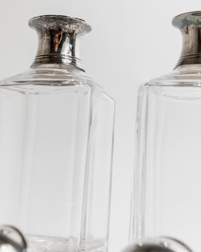 Vintage Dekanter Set von 2 mit Silberkugelverschluss