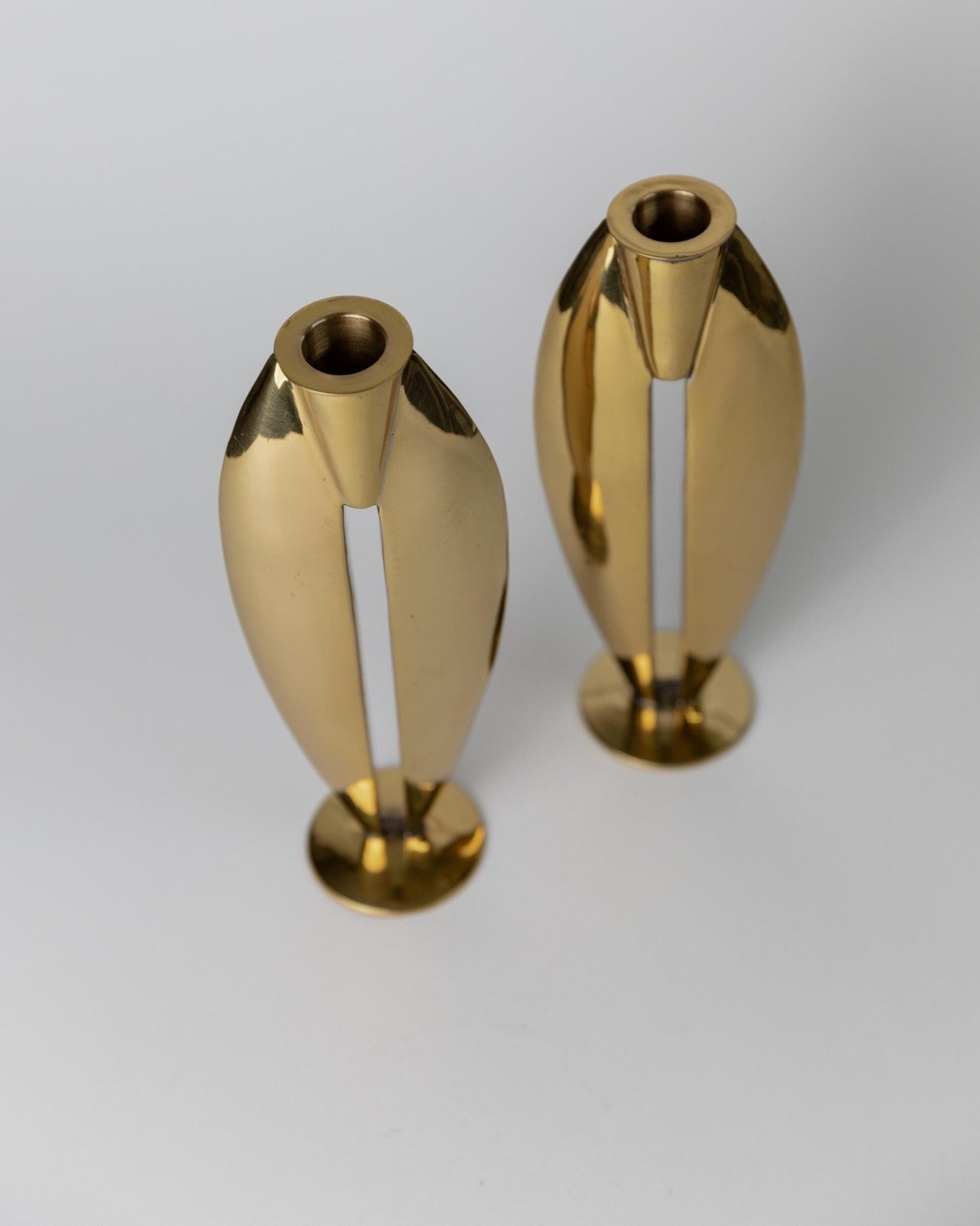 Vintage Set von 2 Kerzenhalter Messing Art Deco
