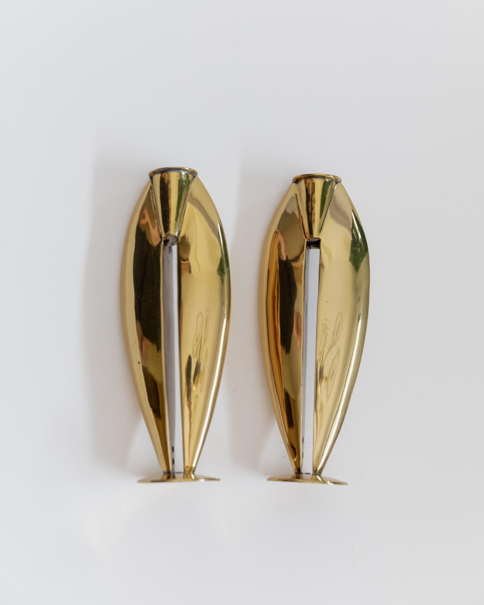 Vintage Set von 2 Kerzenhalter Messing Art Deco