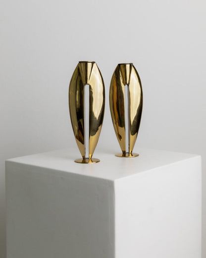 Bougeoir vintage en laiton Art Déco années 1970 lot de 2