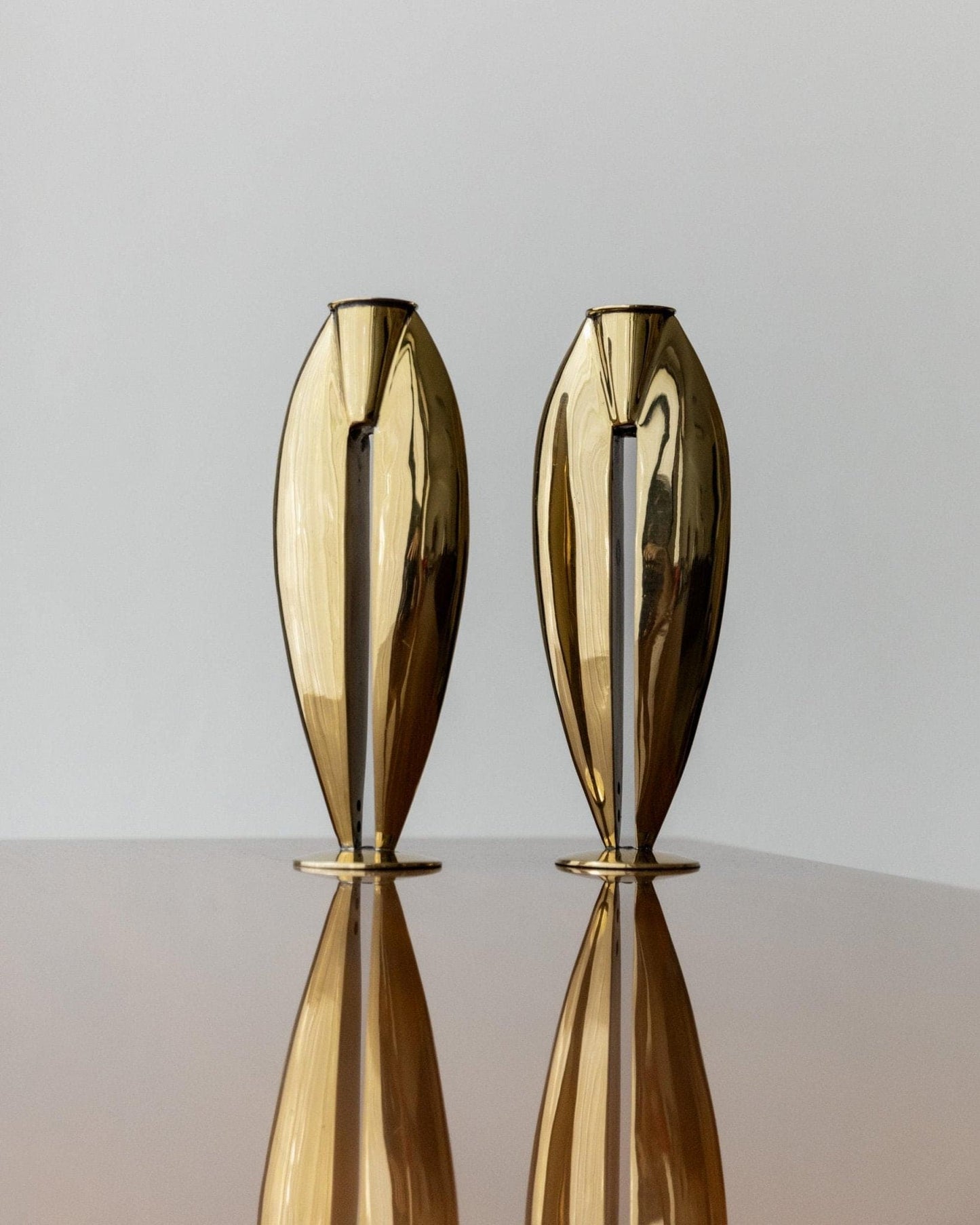 Bougeoir vintage en laiton Art Déco années 1970 lot de 2