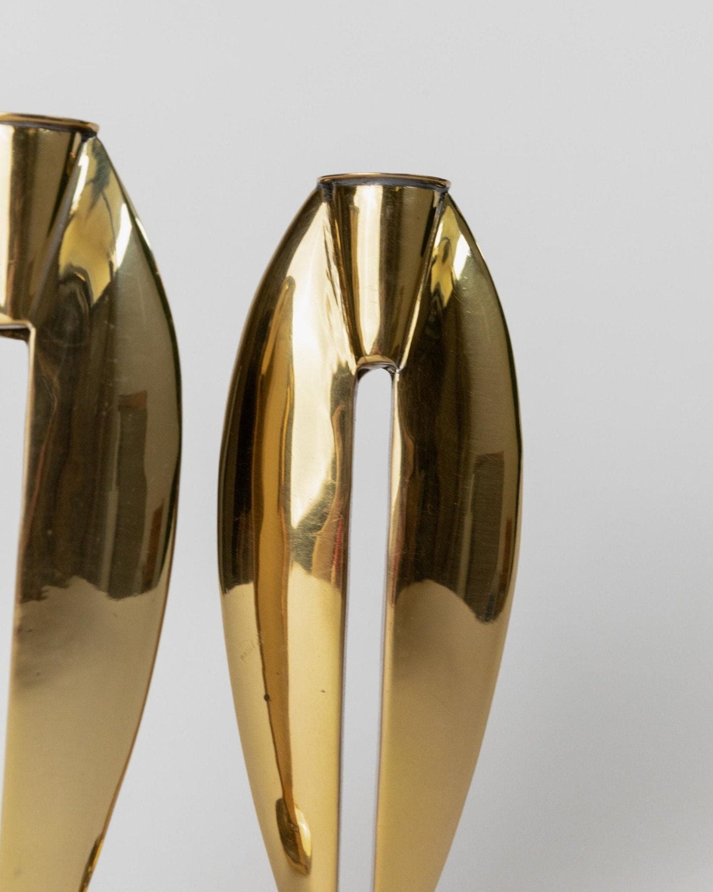 Bougeoir vintage en laiton Art Déco années 1970 lot de 2