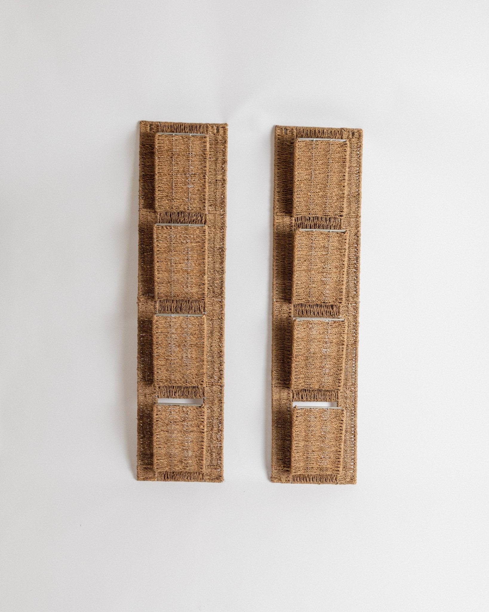 Set von 2 Vintage Zeitungsständer aus Rattan