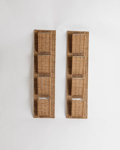 Set von 2 Vintage Zeitungsständer aus Rattan