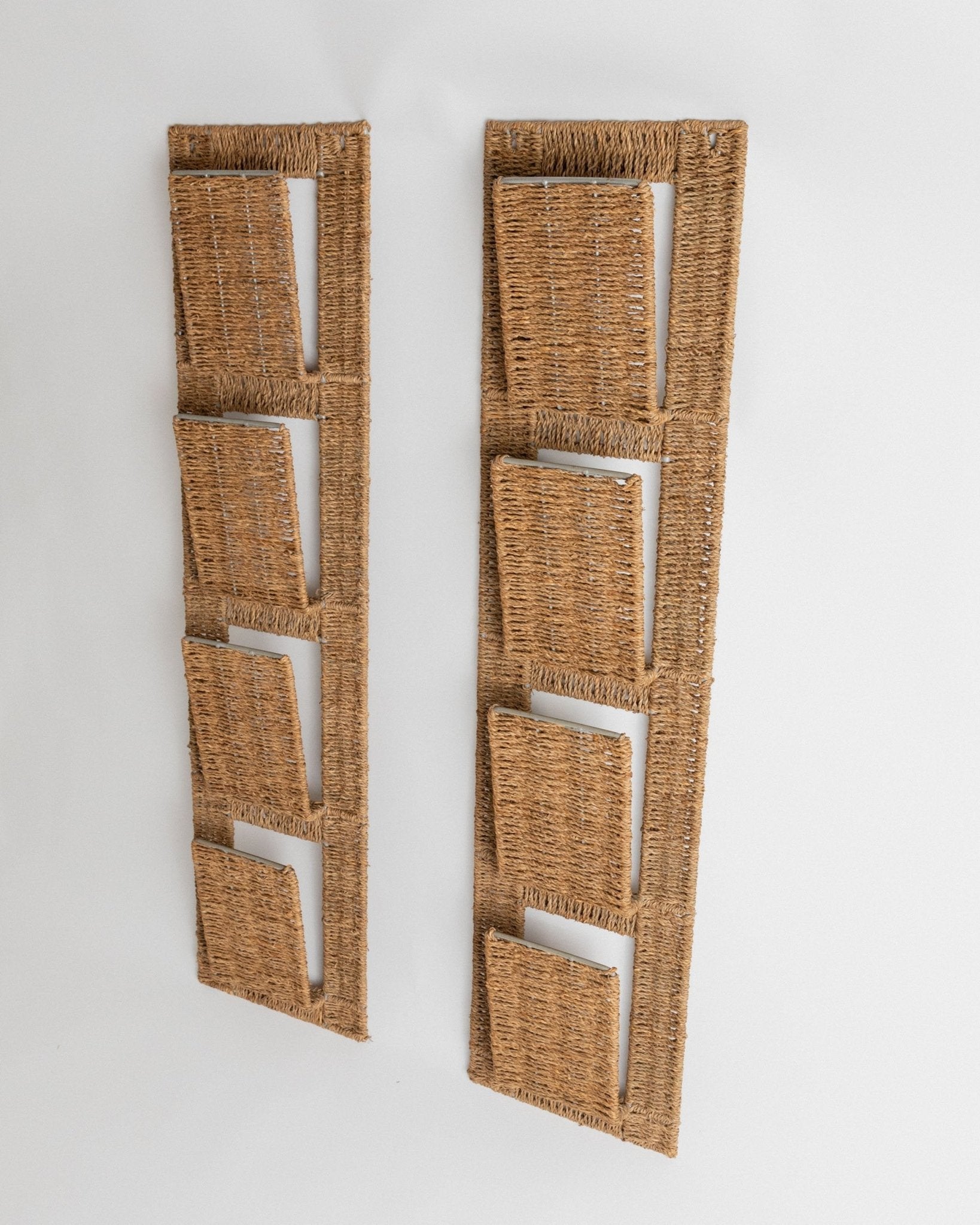 Set von 2 Vintage Zeitungsständer aus Rattan
