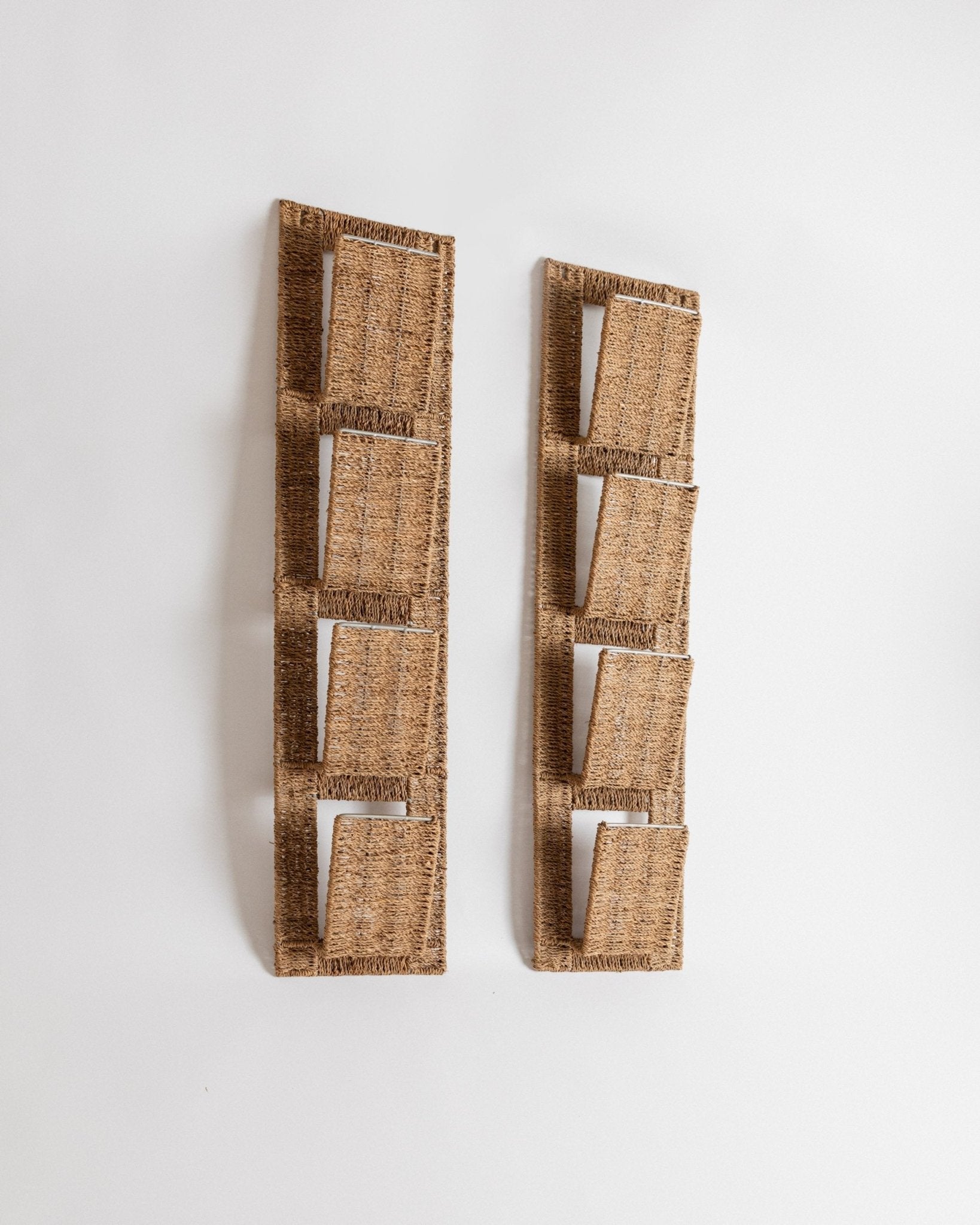 Set von 2 Vintage Zeitungsständer aus Rattan