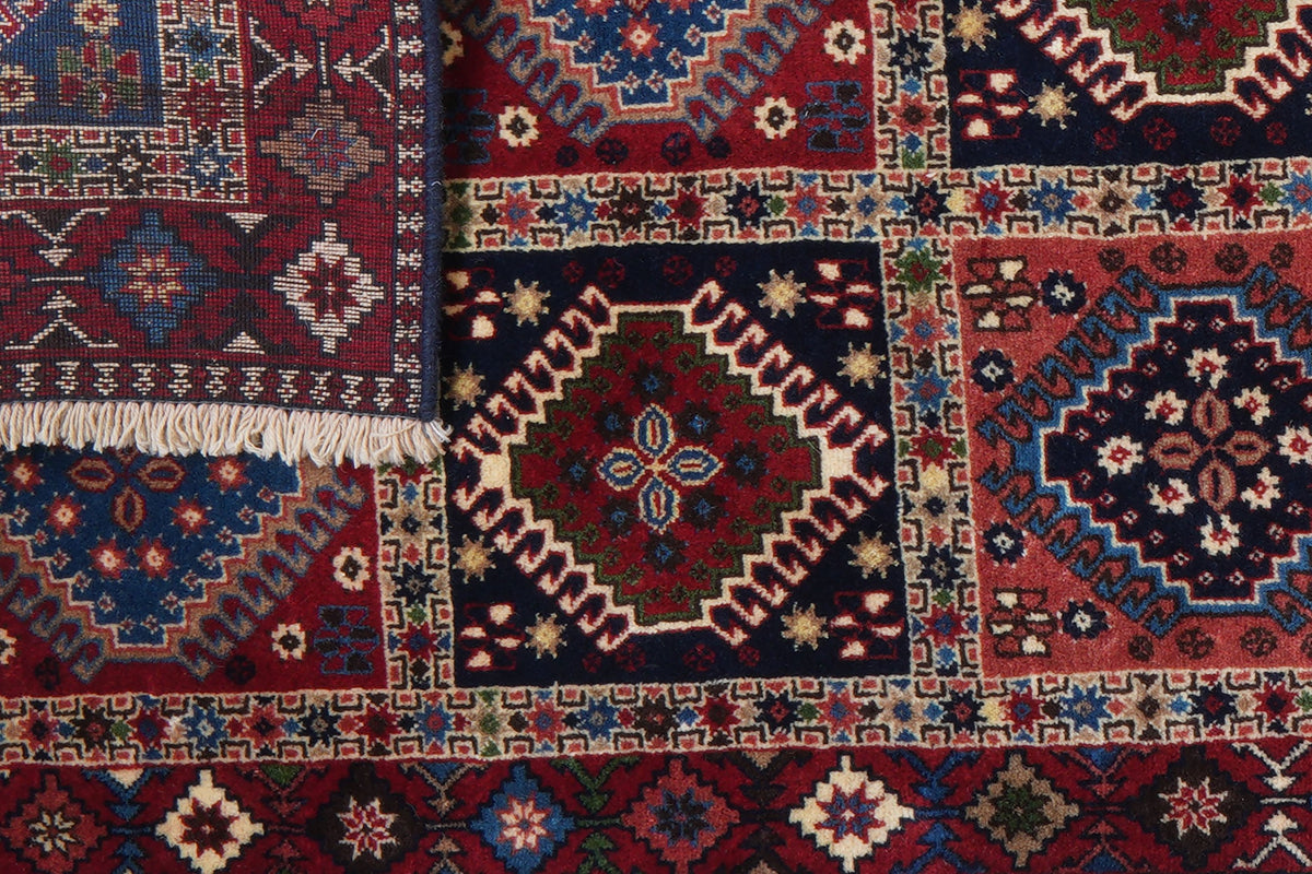 Tapis vintage Yalameh 286x83cm motifs naturels colorés