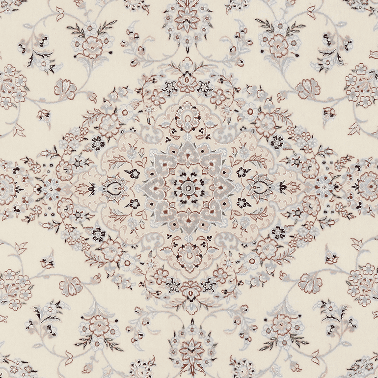 Vintage Teppich Nain 6La Beige Medaillon 202x127cm