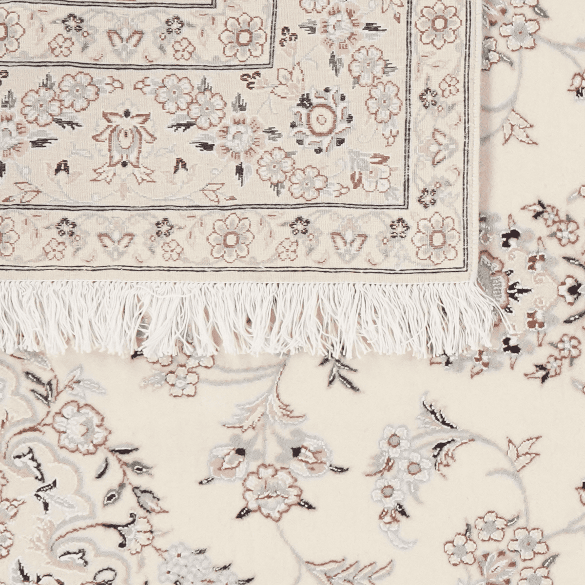 Vintage Teppich Nain 6La Beige Medaillon 202x127cm