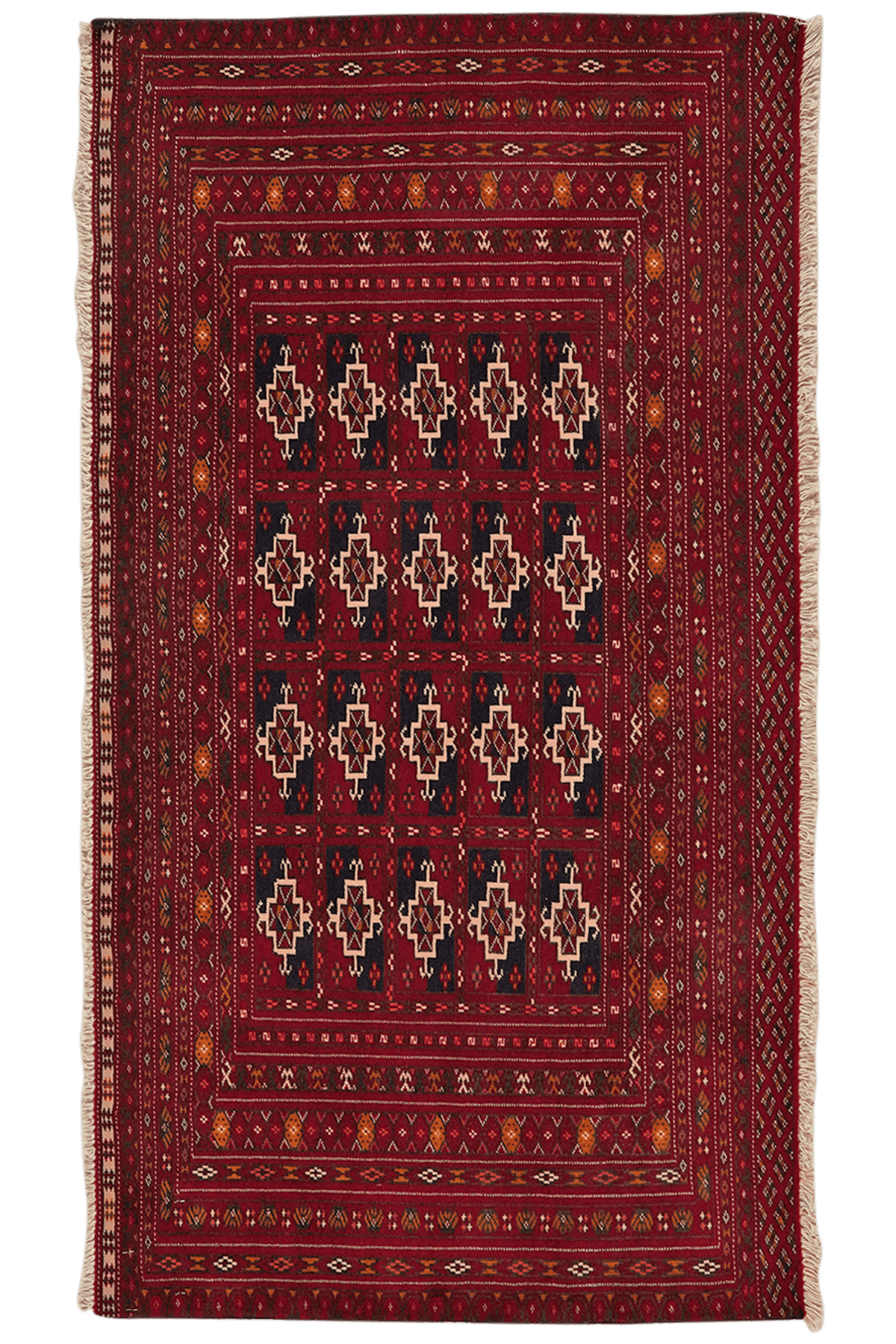 Turkman Vintage Teppich 73x134cm Einzigartige Muster