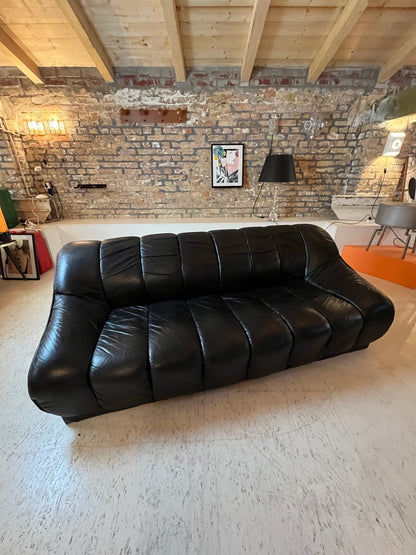 3-Sitzer Sofa schwarz Echtleder