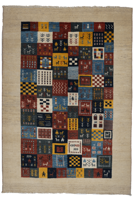 Vintage Carpet Gabbeh Sonnat 186x131cm Colorful Nature-inspired motifs