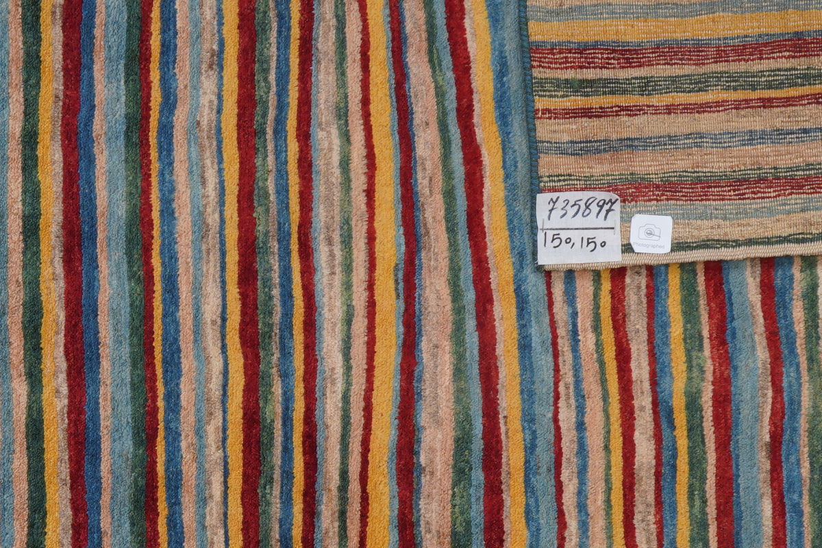 Vintage Carpet Gabbeh Sonnat 150x150cm Colorful Nature-inspired motifs