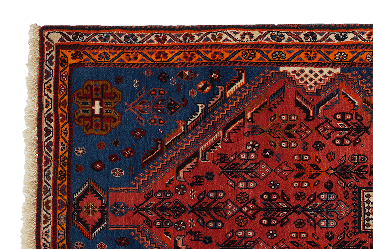 Tapis vintage Gashgai 200x87cm motif nature coloré