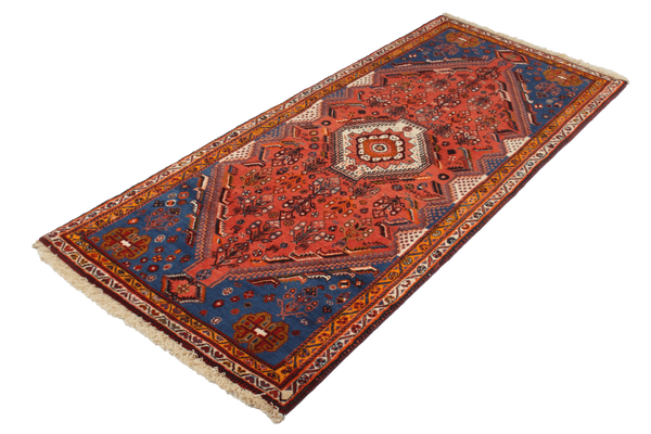Tapis vintage Gashgai 200x87cm motif nature coloré