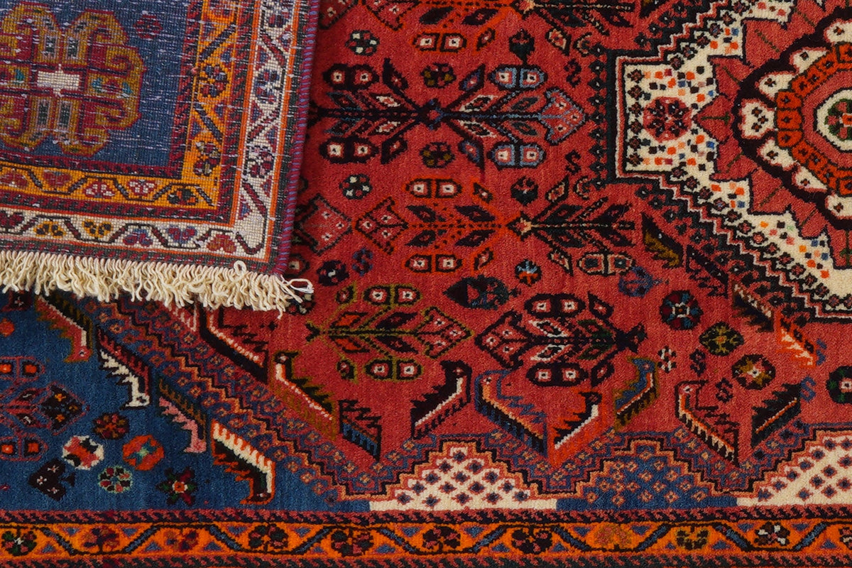 Tapis vintage Gashgai 200x87cm motif nature coloré