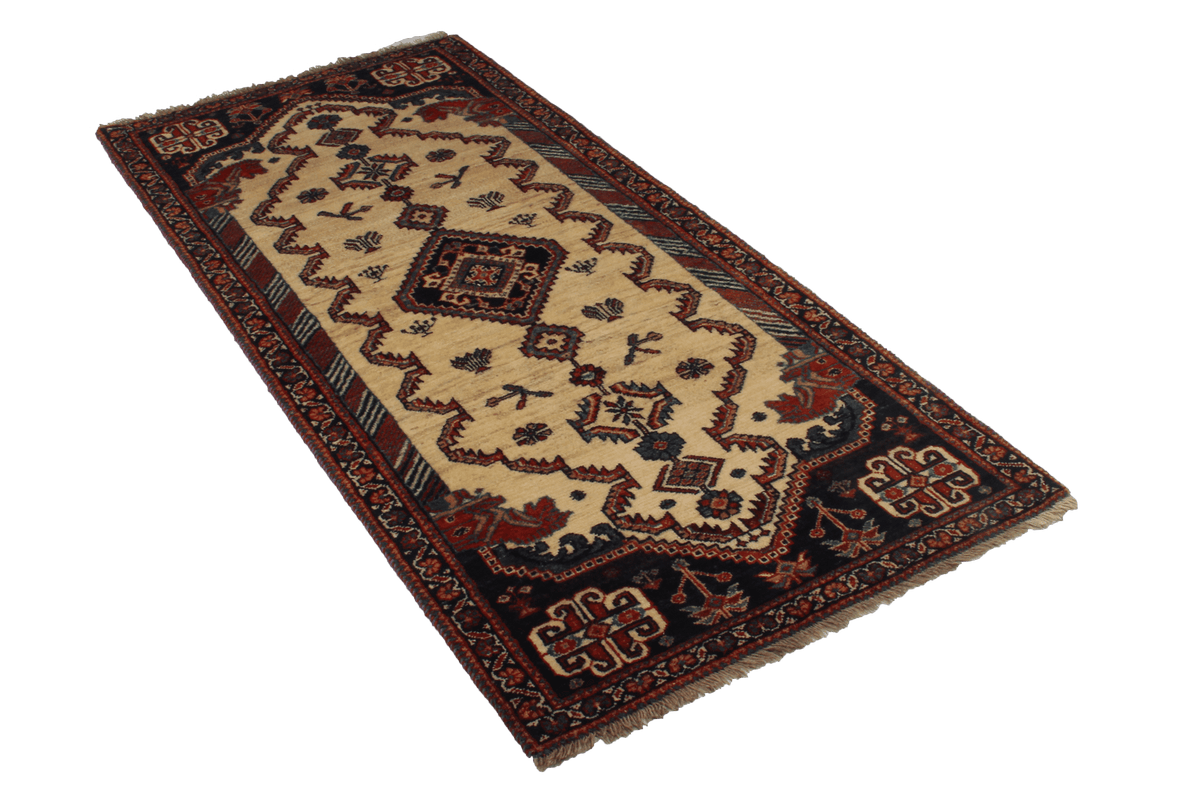 Tapis Vintage Gashgai 195x87cm Motifs colorés inspirés de la nature
