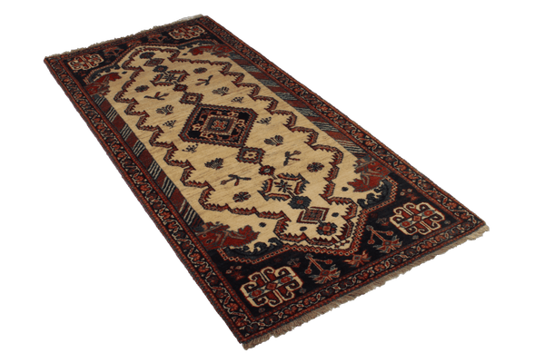 Tapis Vintage Gashgai 195x87cm Motifs colorés inspirés de la nature