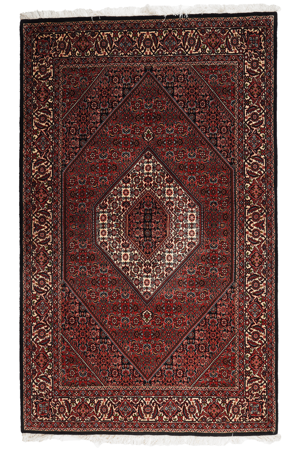Tapis vintage Bidjar Zandjan 228x140cm motifs naturels colorés