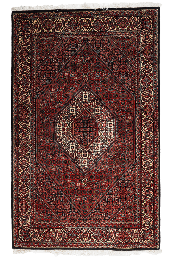 Tapis vintage Bidjar Zandjan 228x140cm motifs naturels colorés