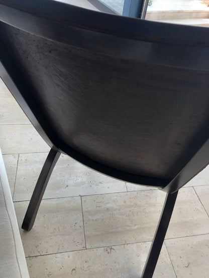 Vintage chair and table set with tooled leather