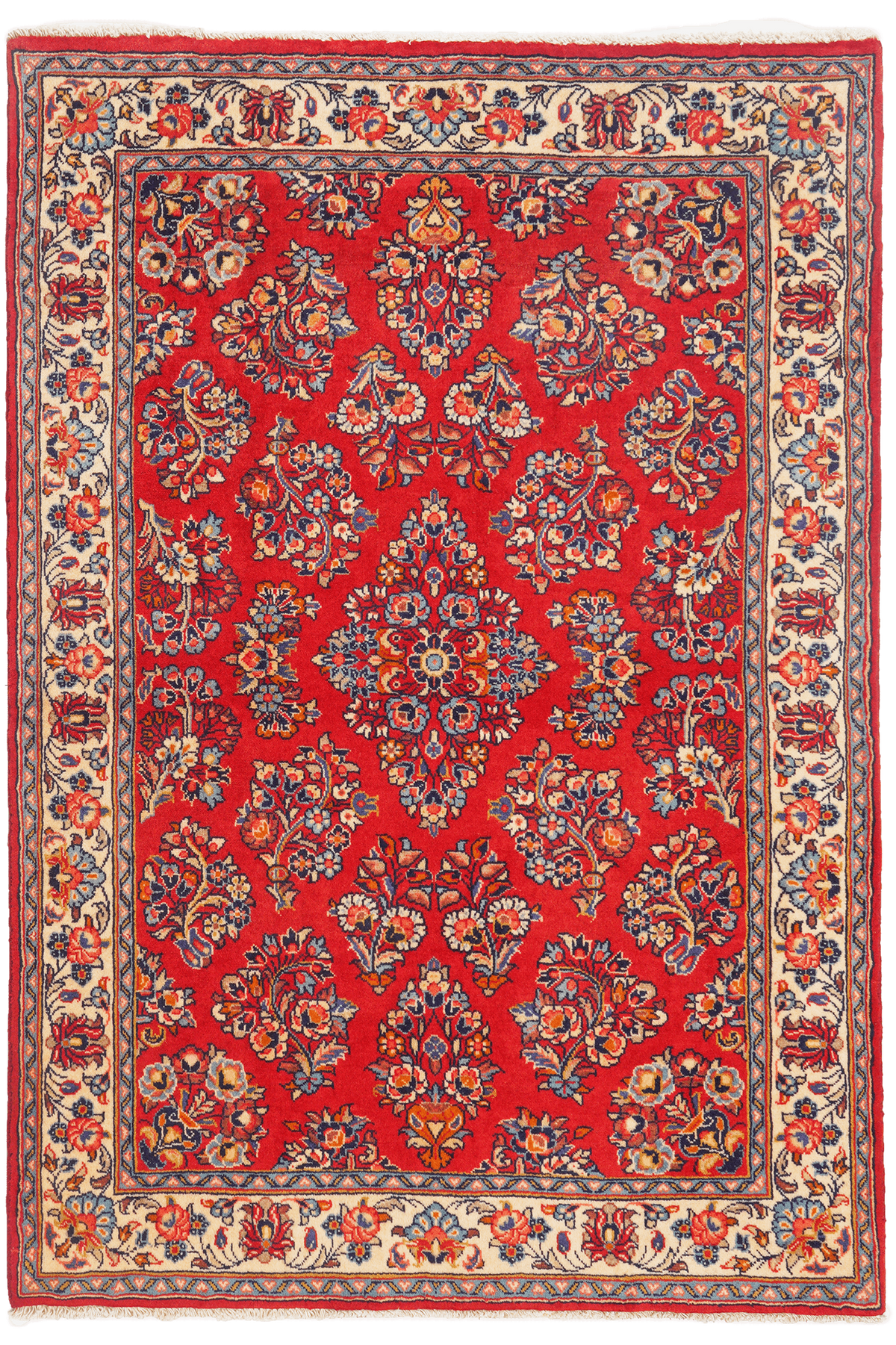 Tapis Vintage Sarough 151x104cm Motifs Colorés Inspirés de la Nature