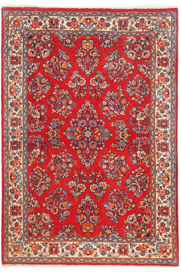 Tapis Vintage Sarough 151x104cm Motifs Colorés Inspirés de la Nature