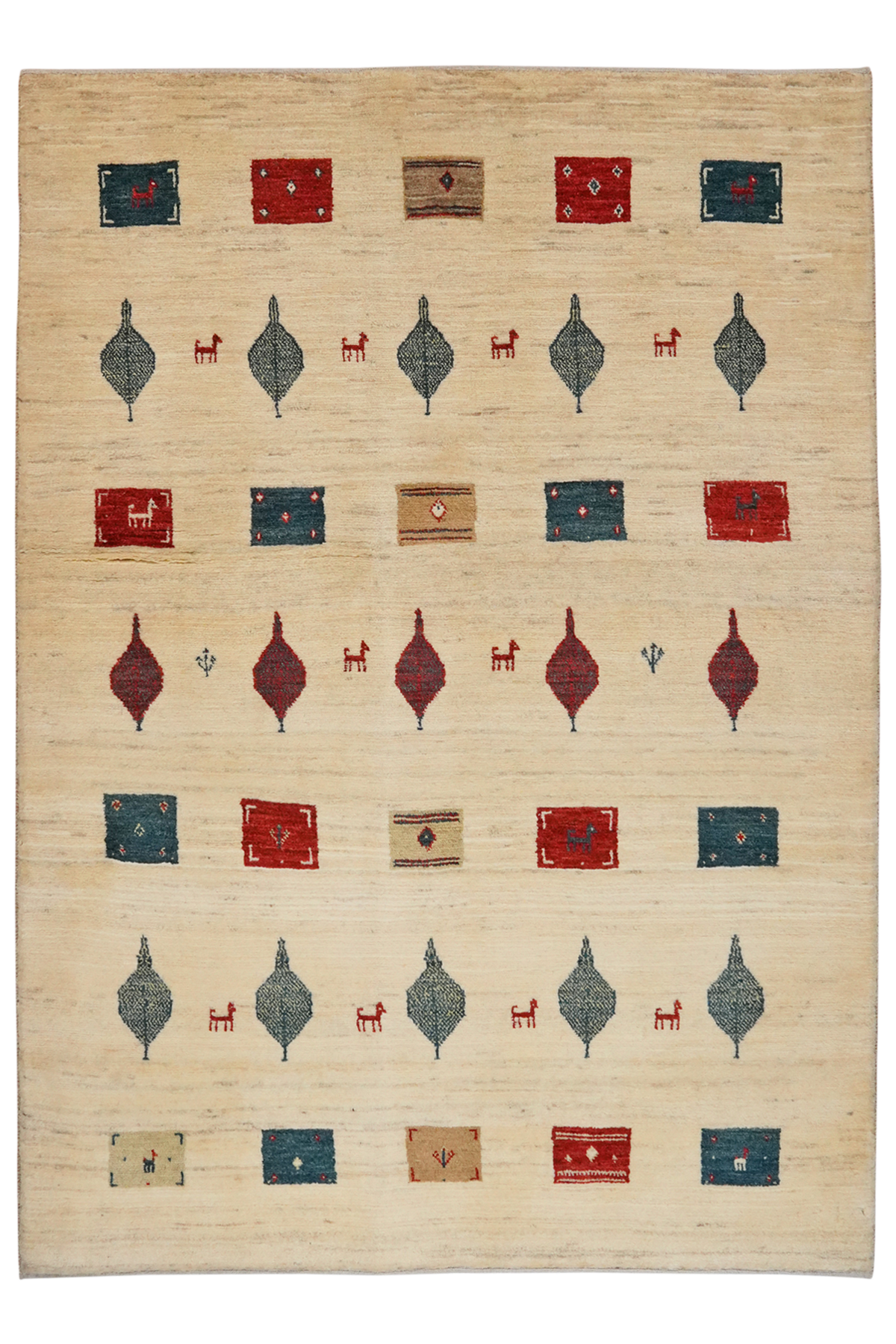 Tapis vintage Rizbaf 182x129cm motifs naturels colorés