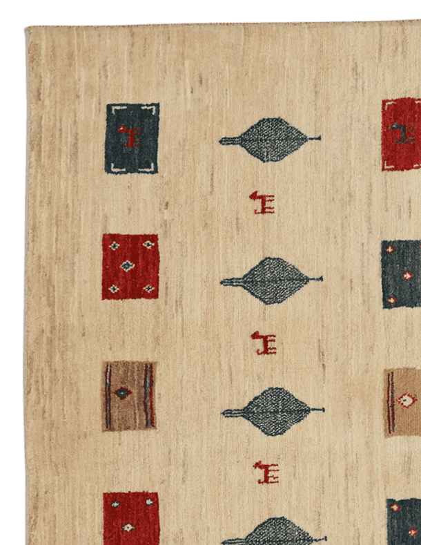 Tapis vintage Rizbaf 182x129cm motifs naturels colorés