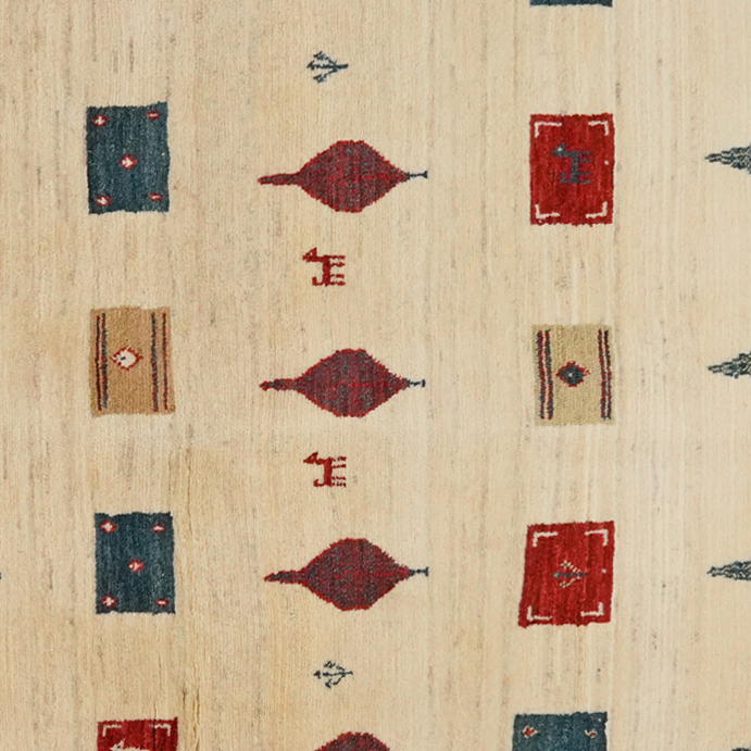 Tapis vintage Rizbaf 182x129cm motifs naturels colorés