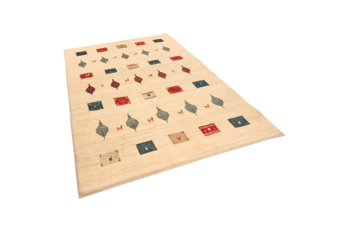 Tapis vintage Rizbaf 182x129cm motifs naturels colorés