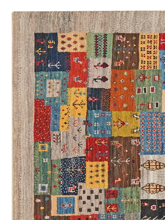 Vintage Teppich Rizbaf 149x101cm Bunt Naturinspirierte Motive