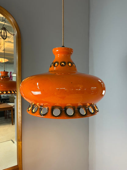 Lampe vintage en céramique orange d'Allemagne de l'Ouest