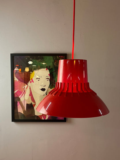 Vintage Hängelampe Solar von Svend Middelboe für Nordisk, rot, Kunststoff