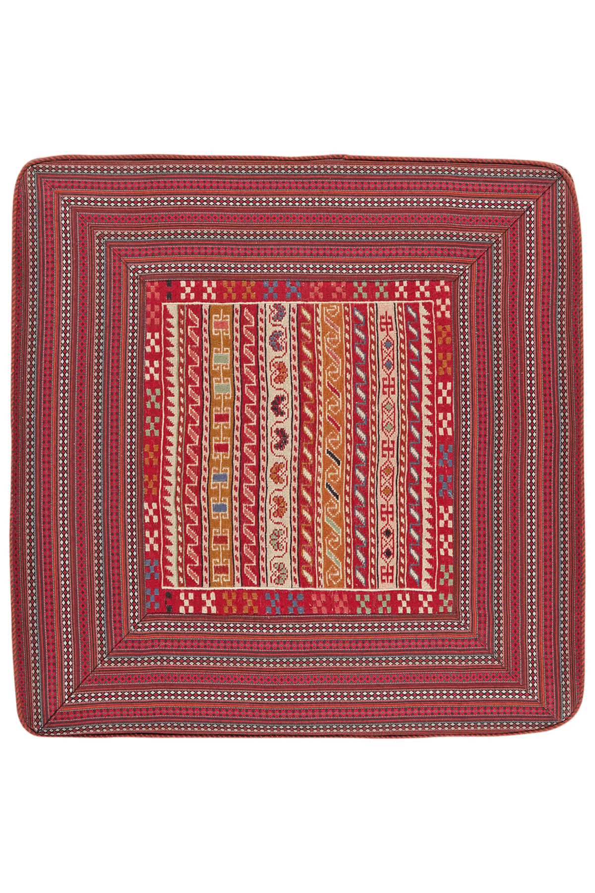 Handgefertigter Pouf Kelim 90x90cm bunt