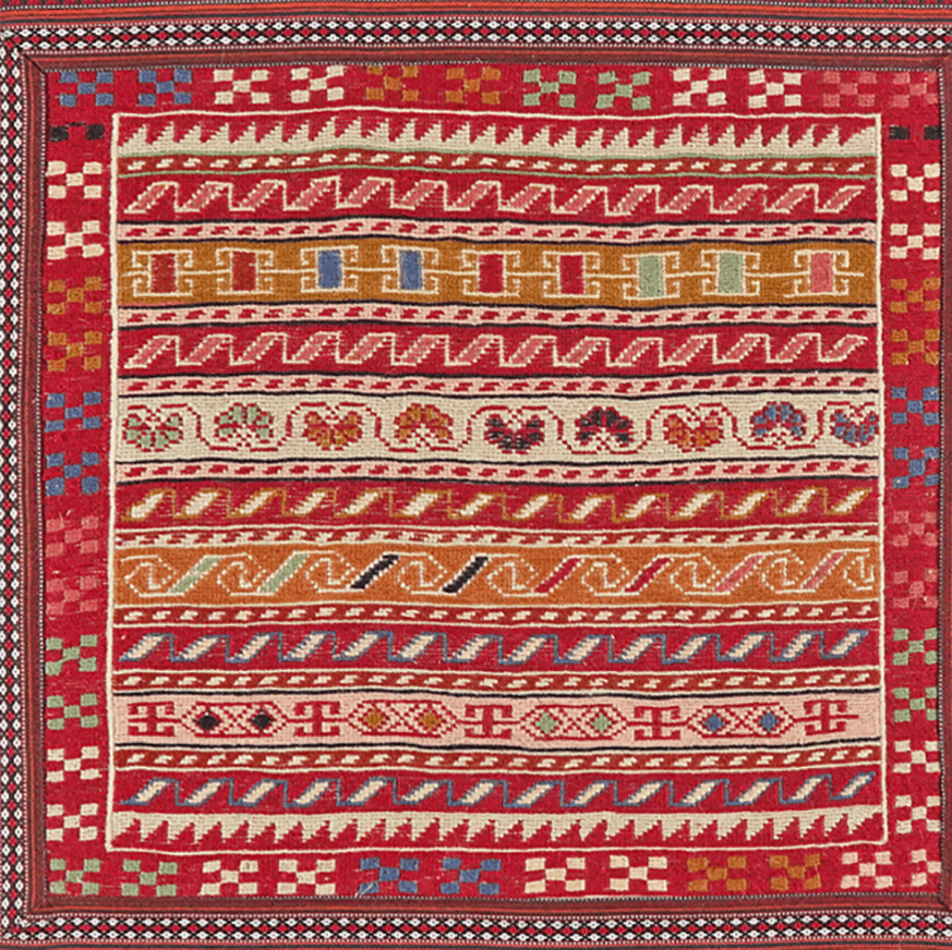 Handgefertigter Pouf Kelim 90x90cm bunt