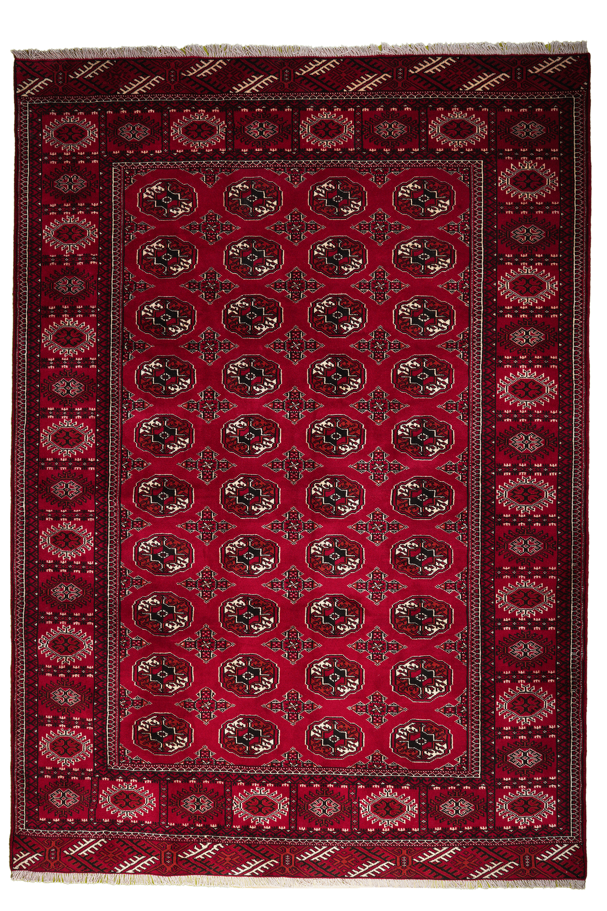 Tapis Vintage Turkman 282x198cm Motifs Colorés Inspirés de la Nature