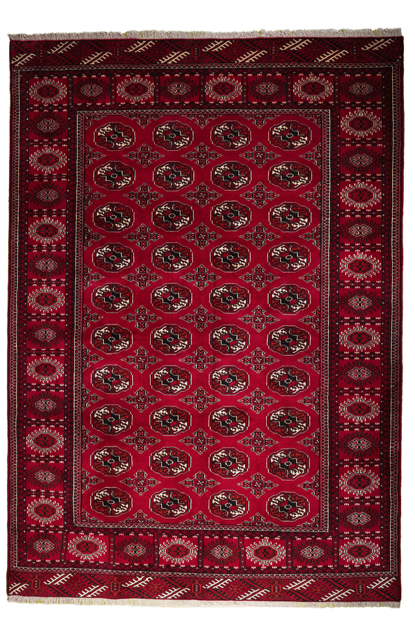 Tapis Vintage Turkman 282x198cm Motifs Colorés Inspirés de la Nature