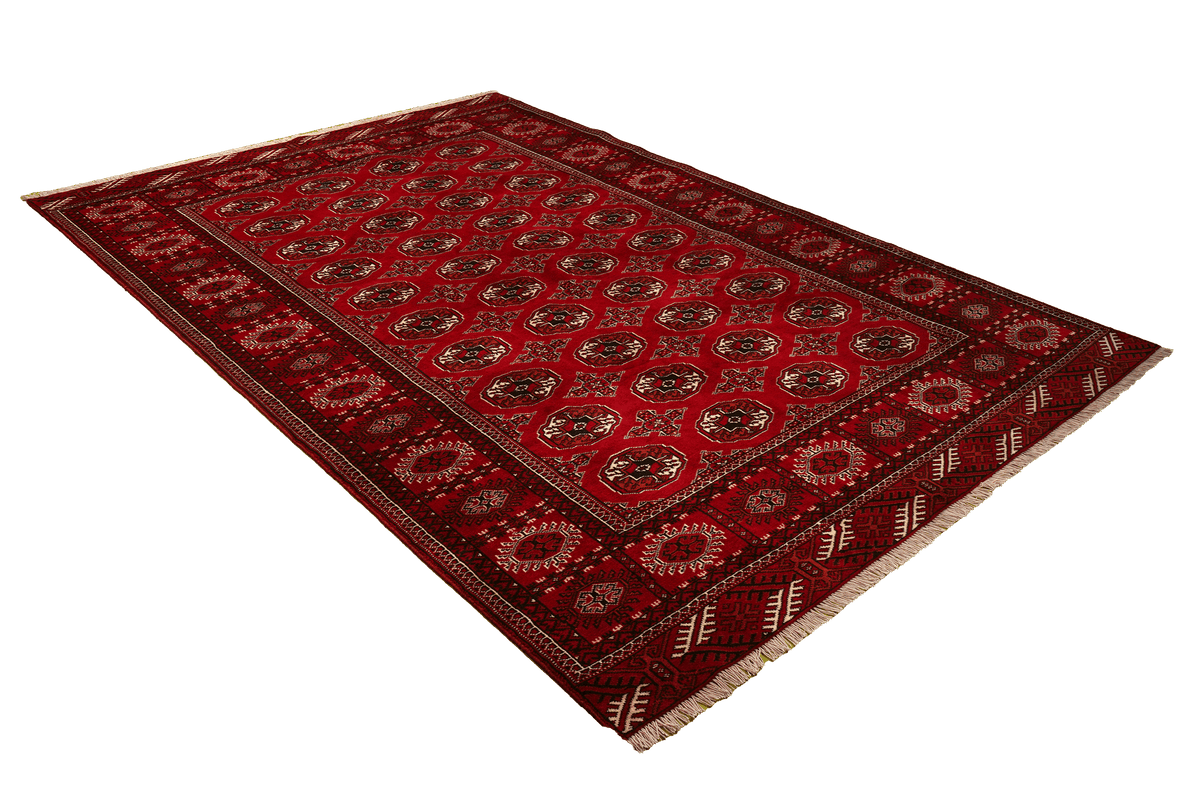 Tapis Vintage Turkman 282x198cm Motifs Colorés Inspirés de la Nature