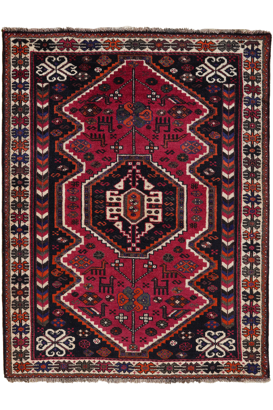 Vintage carpet Gashgai 159x123cm colorful nature motif