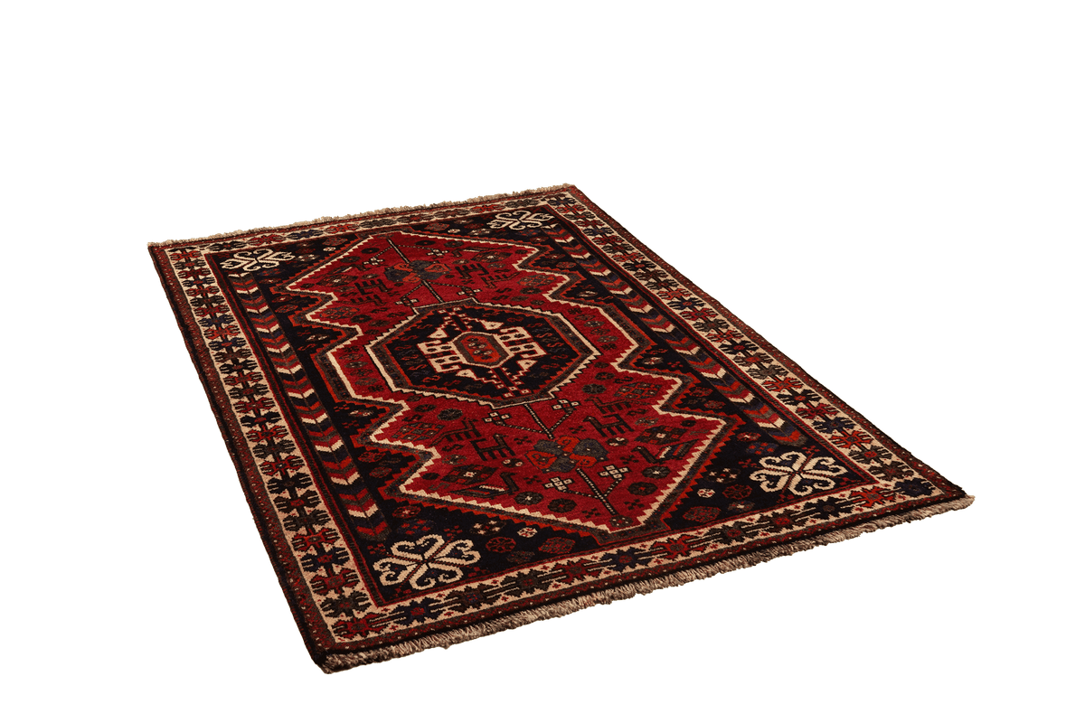 Tapis vintage Gashgai 159x123cm motif nature coloré