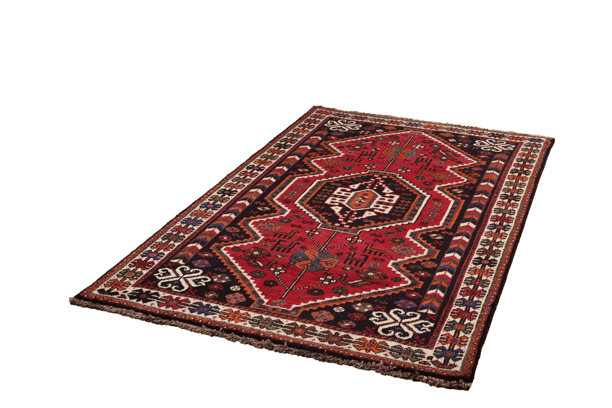 Tapis vintage Gashgai 159x123cm motif nature coloré