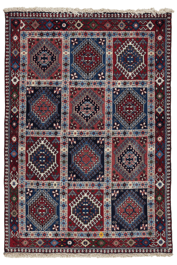 Tapis Vintage Yalameh 146x101cm Motifs Colorés Inspirés de la Nature