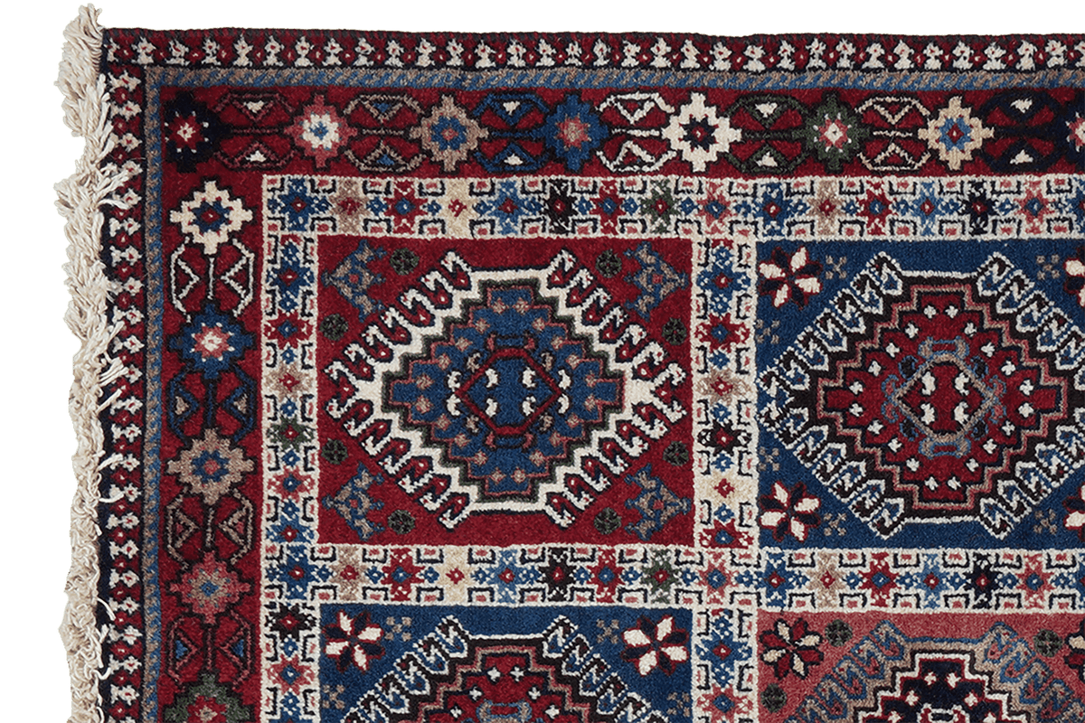 Tapis Vintage Yalameh 146x101cm Motifs Colorés Inspirés de la Nature