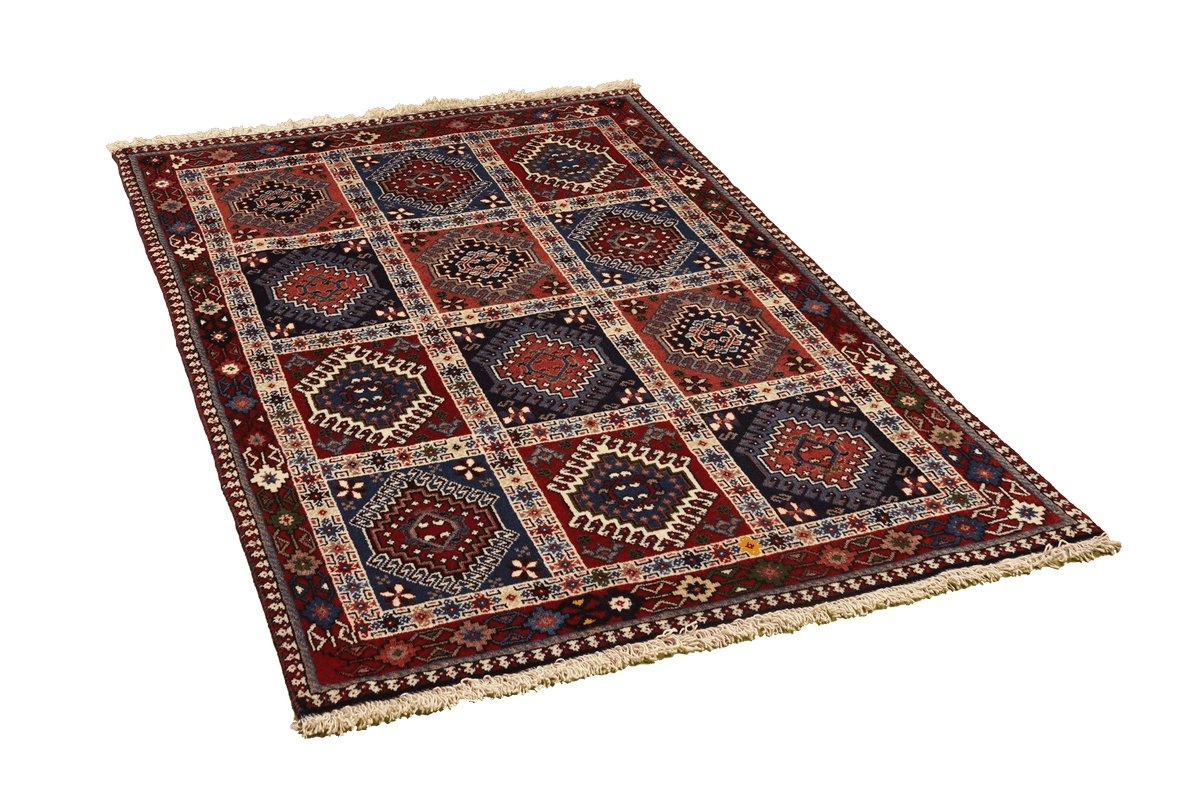 Tapis Vintage Yalameh 146x101cm Motifs Colorés Inspirés de la Nature