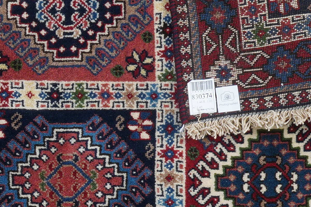 Tapis Vintage Yalameh 146x101cm Motifs Colorés Inspirés de la Nature
