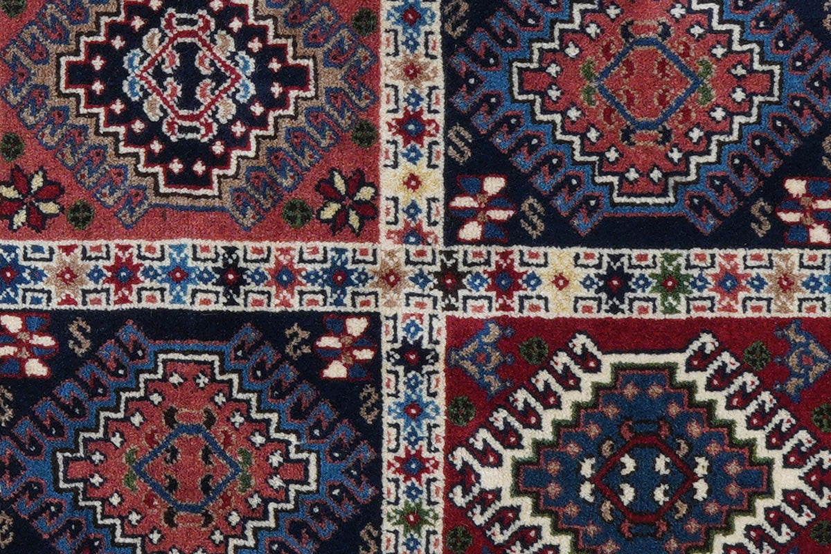 Tapis Vintage Yalameh 146x101cm Motifs Colorés Inspirés de la Nature